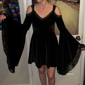 Killstar ‘Laced with Sorcery’ Black Velvet Dress M
